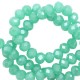 Faceted glass beads 4x3mm disc Light emerald green-pearl shine coating